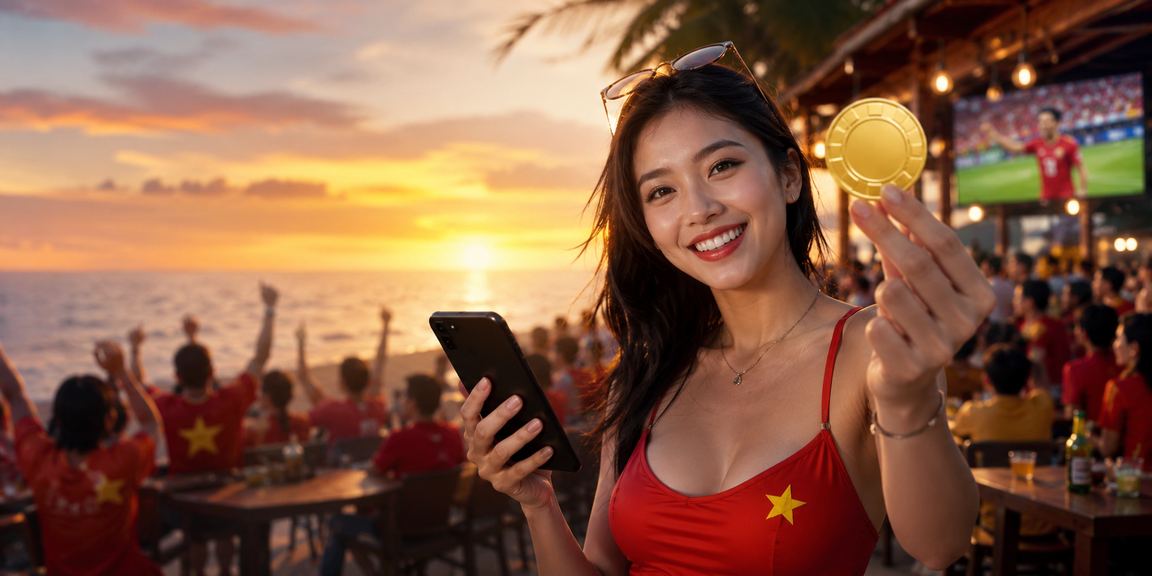 Người dùng tại Phú Quốc đăng ký tài khoản và nhận thưởng chào mừng khi cá cược trực tuyến bên bãi biển